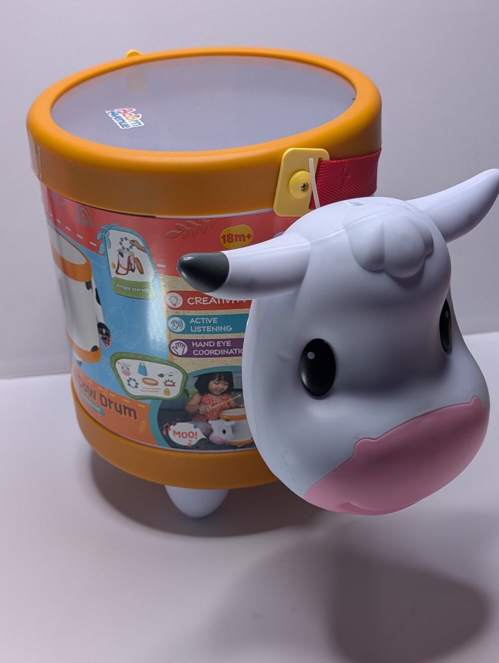 Acorn Avenue Cow Drum Set Toddler Musical Toy 18m+ Lights Sounds Complete